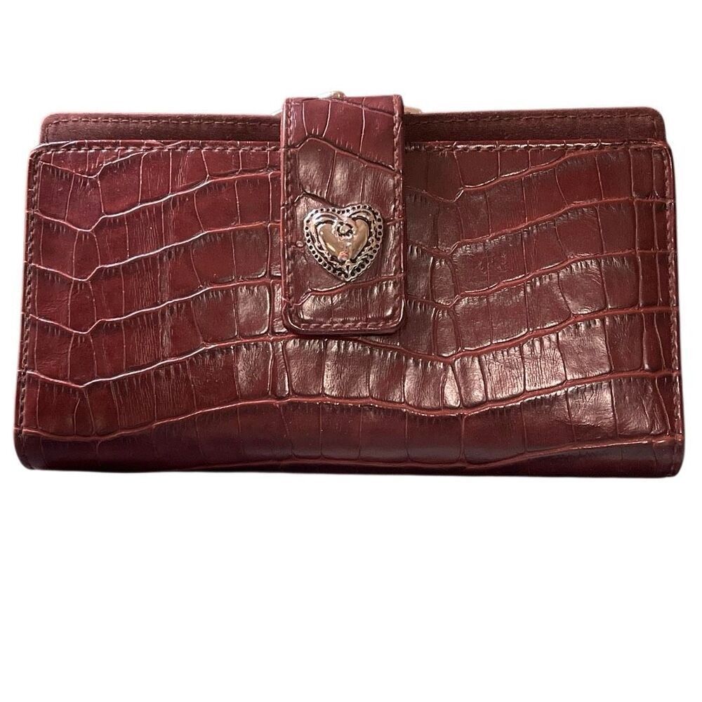 Hato Hasi Vintage Croc Embossed Faux Leather Brownish Red Women’s Wallet